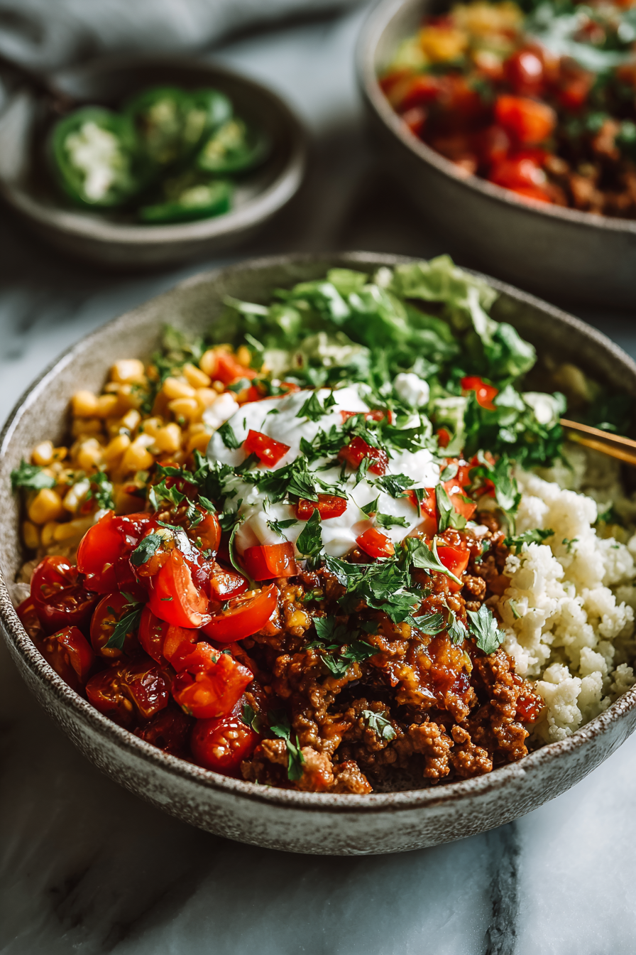 Easy Turkey Taco Bowls with Cauliflower Rice