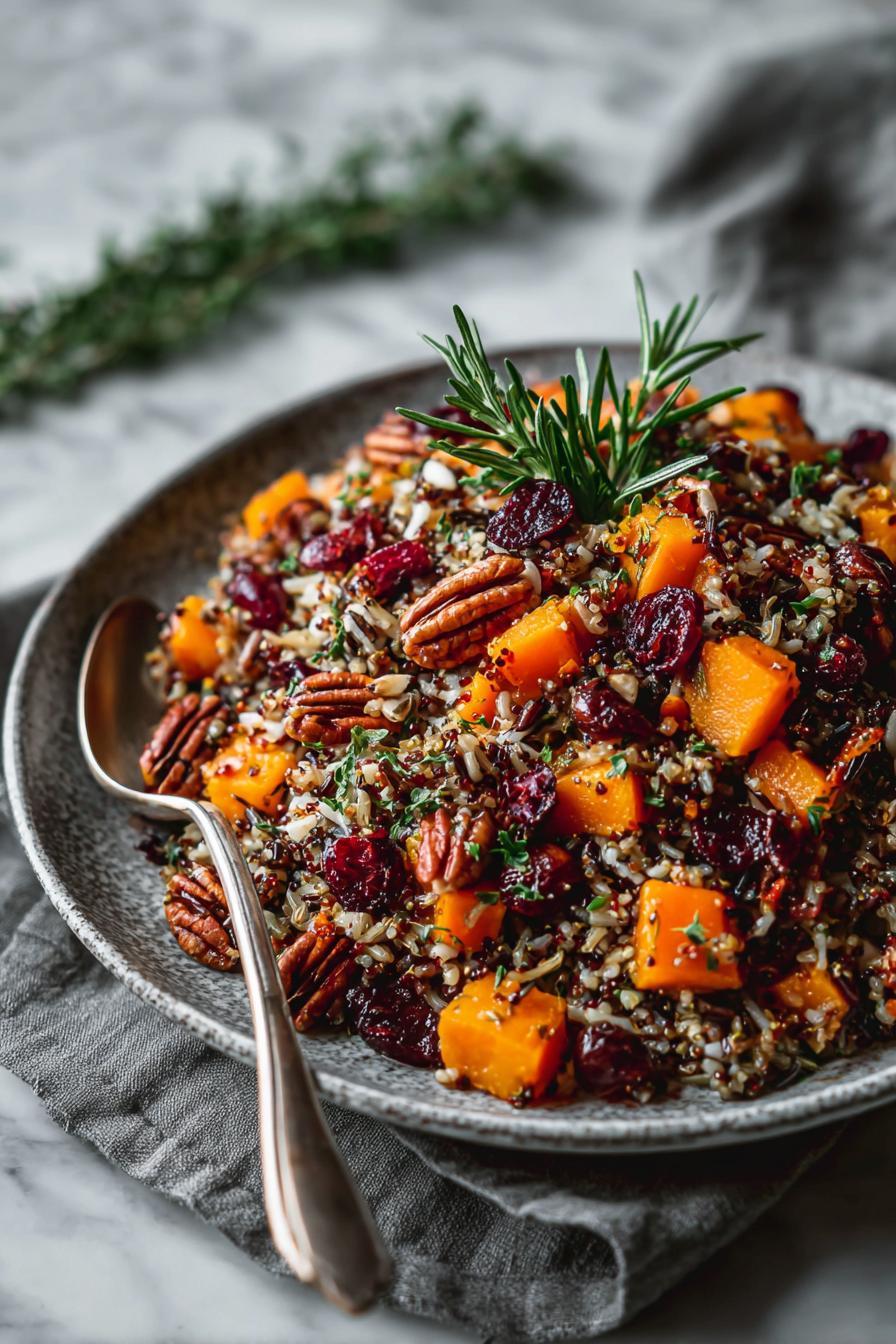 Easy Wild Rice with Butternut Squash and Cranberries