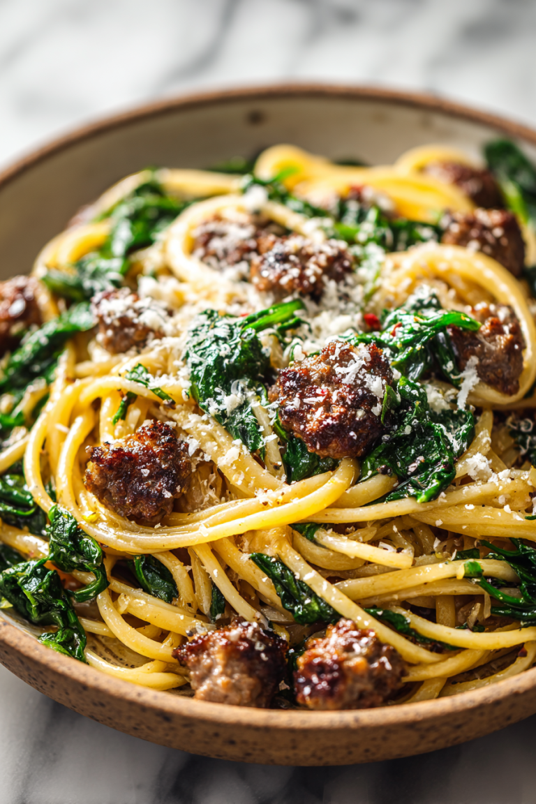 Garlic Butter Beef Sausage Linguine