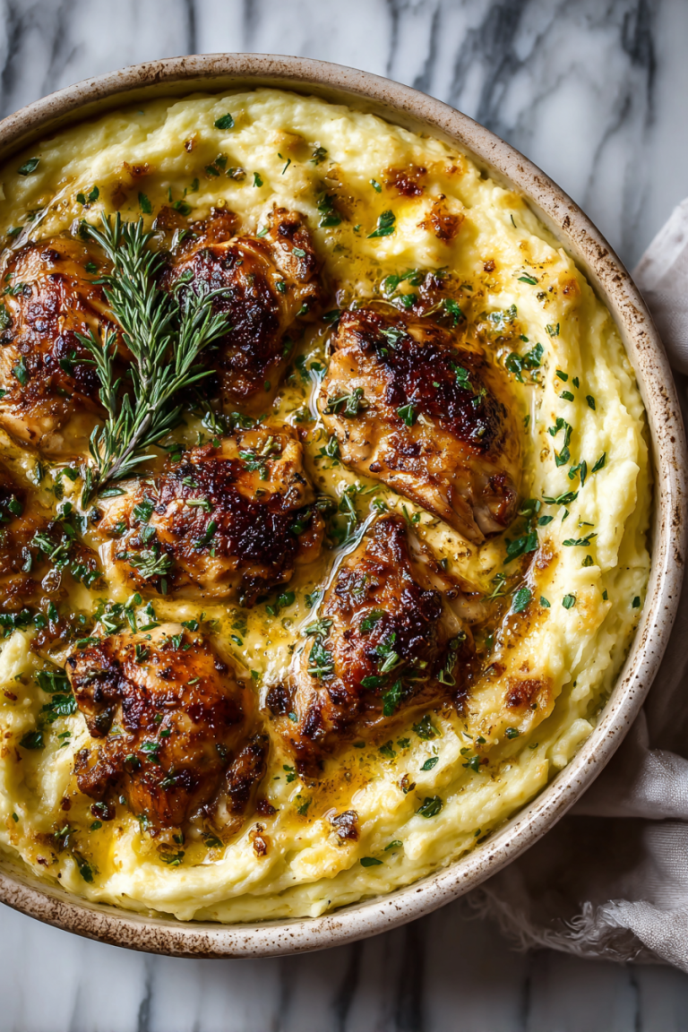 Garlic Chicken Mashed Potato Casserole