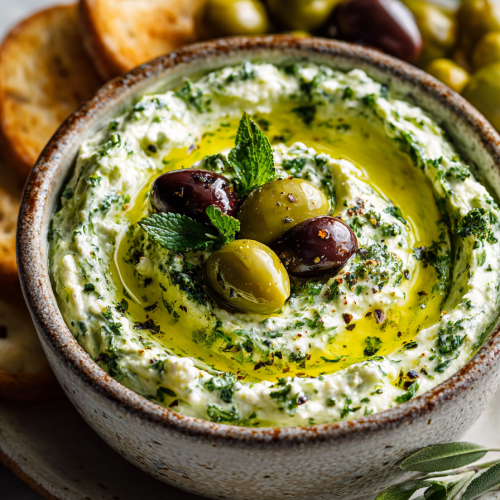 Green Olive and Feta Cheese Dip
