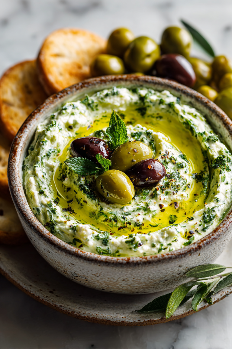 Green Olive and Feta Cheese Dip