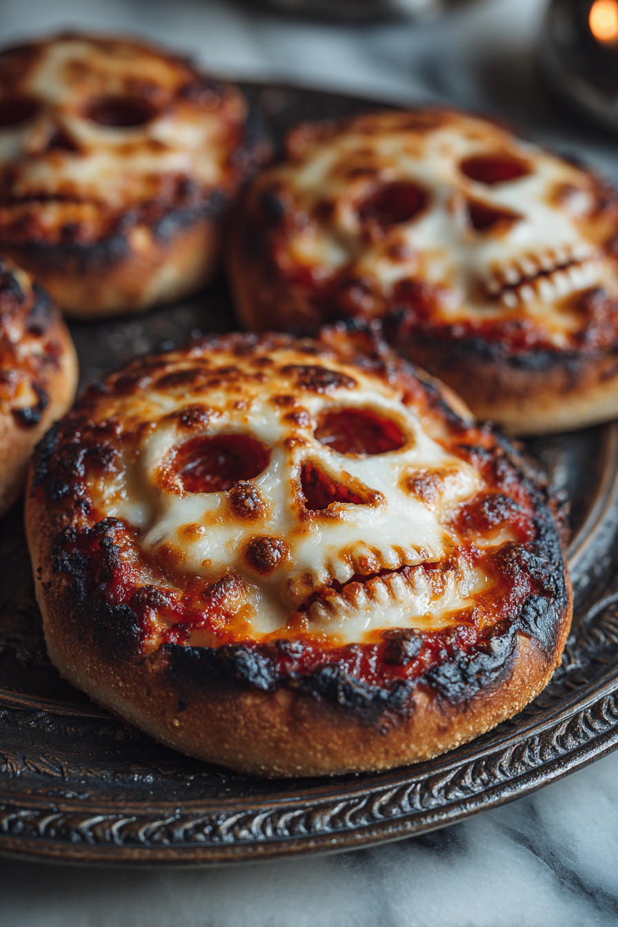 Halloween Pizza Skulls