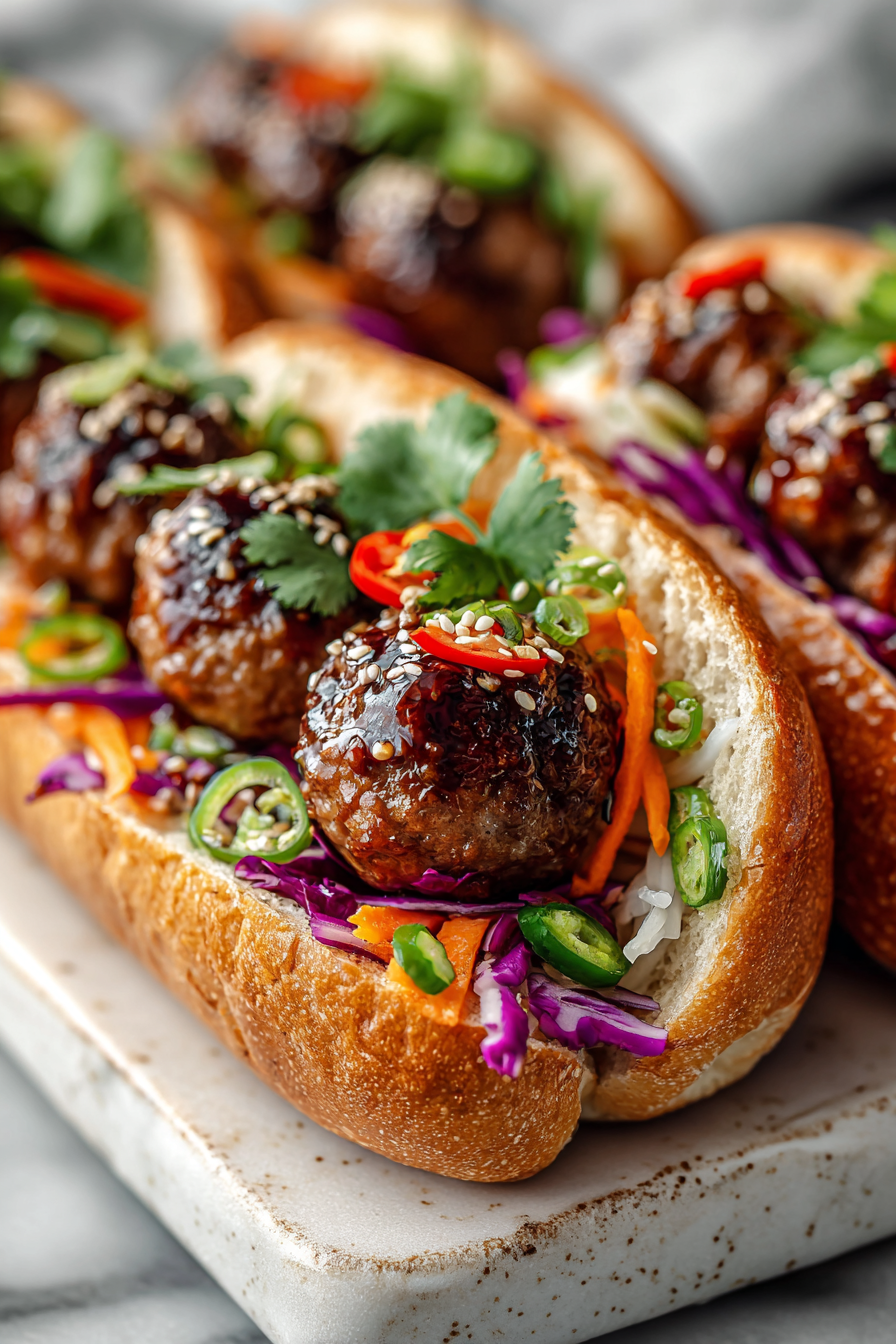 Korean BBQ Meatball Banh Mi Subs