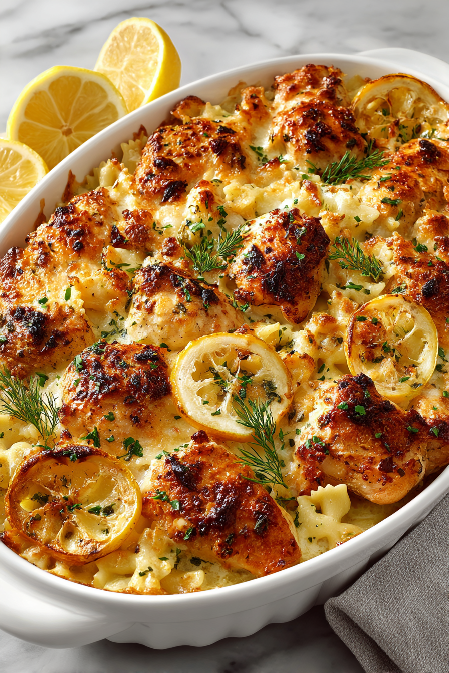 Lemon Garlic Chicken Dinner Bake