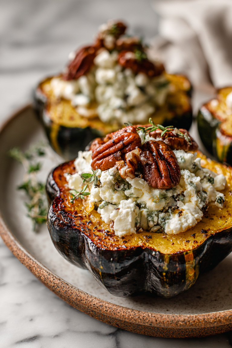 Maple Pecan Goat Cheese Acorn Squash