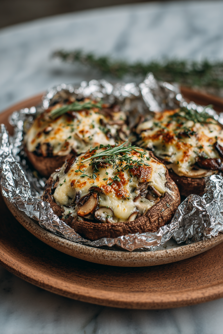 Mushroom and Swiss Burger Foil Packets