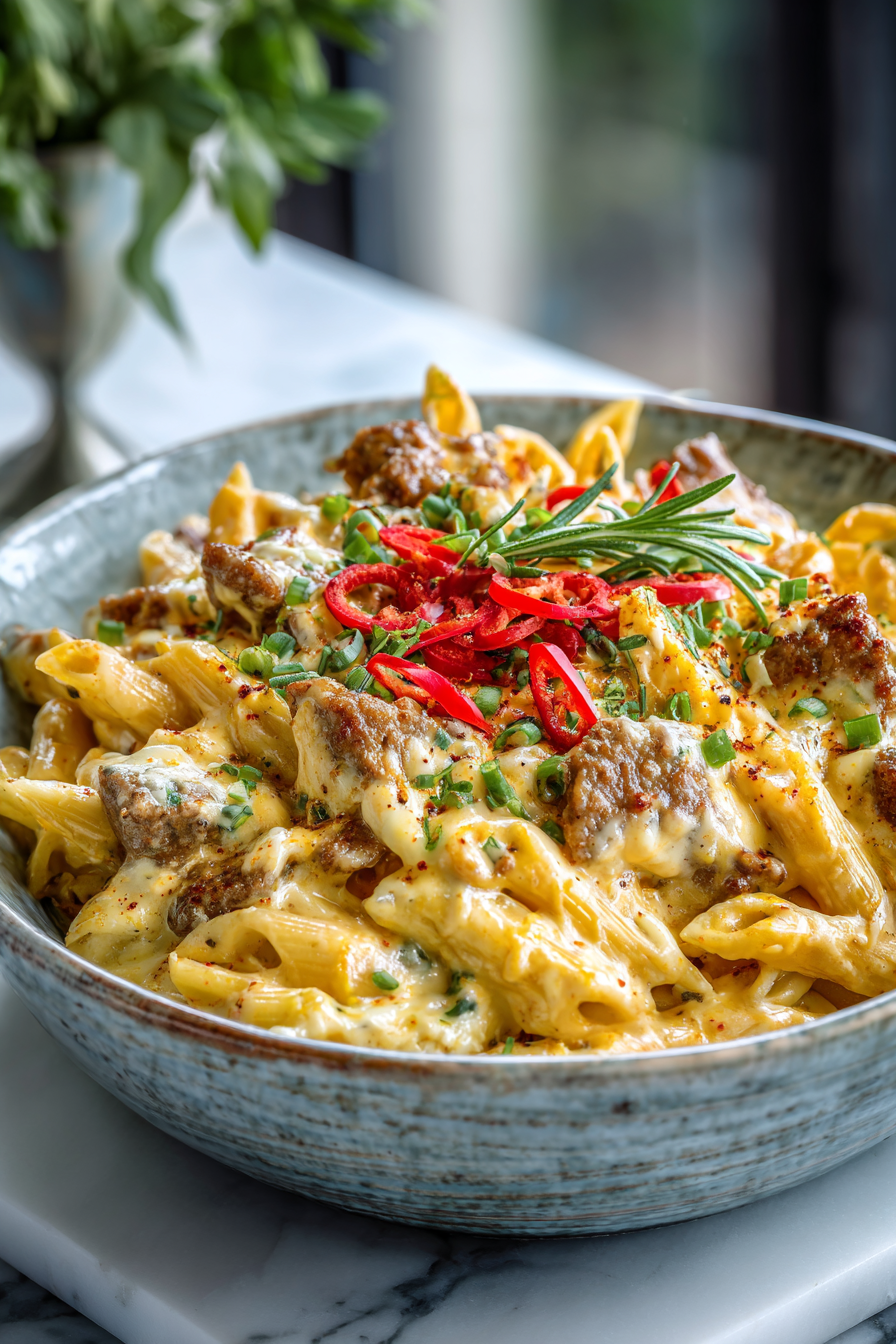 Penne with Creamy Four Cheese Bites