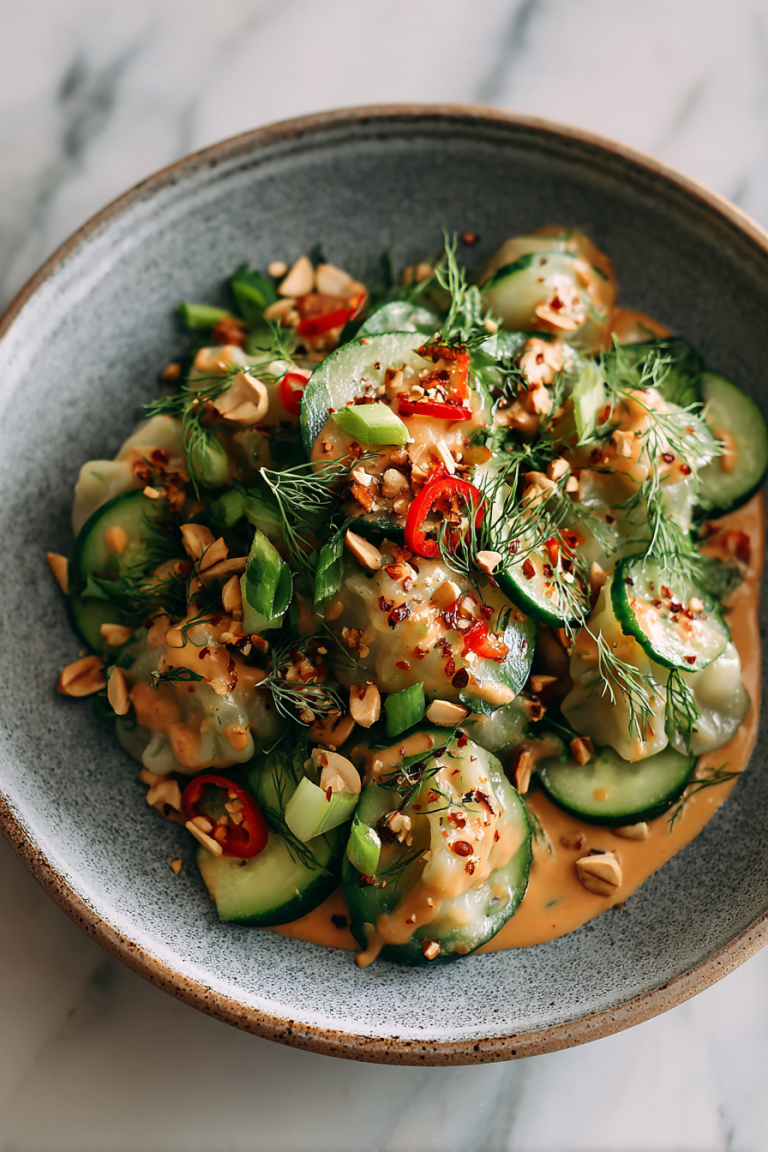 Smashed Cucumber Salad with Peanut Sauce
