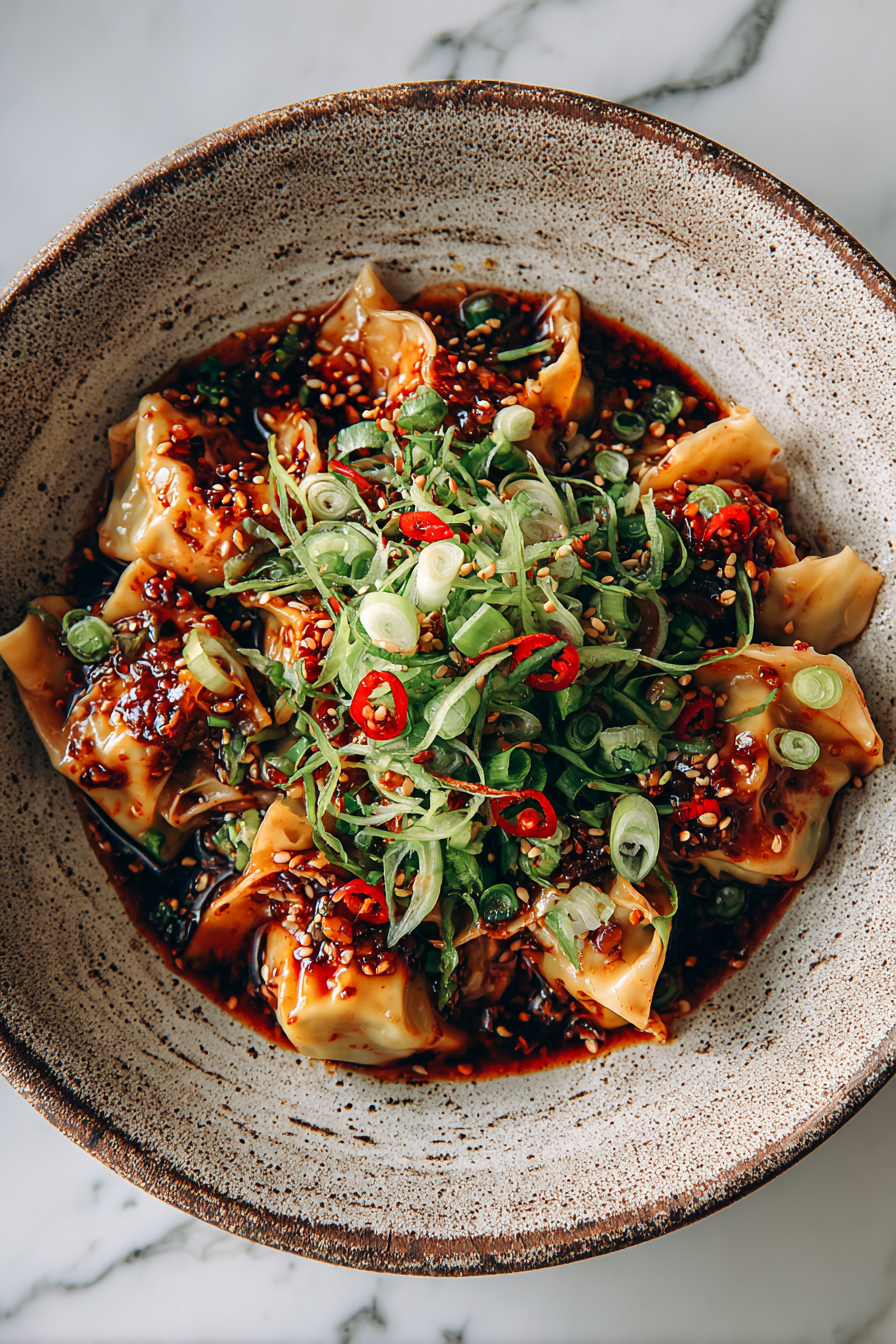 Spicy Wontons in Chilli Sauce