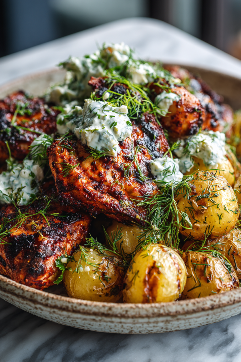 Spicy Yogurt Chicken with Dill Feta